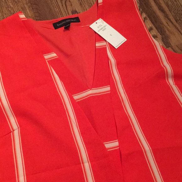 NWT Banana Republic red striped peplum tank blouse - Picture 2 of 5
